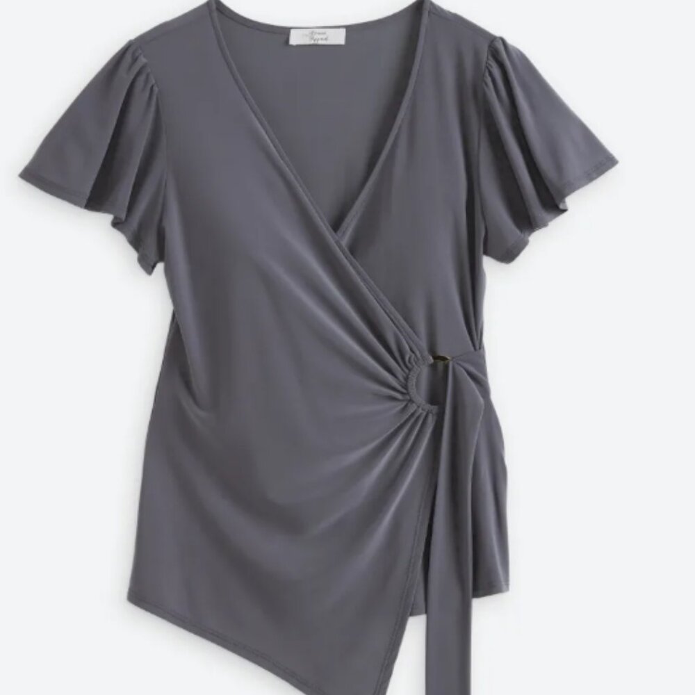 NWT Beacon Jai Short Sleeve Ring Wrap Top Shirt XL